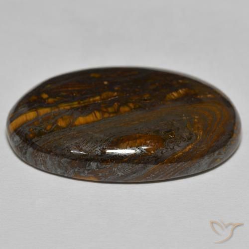 Oeil de Tigre Matrice Marron chaud naturelle ovale, 55.99 ct, Opaque