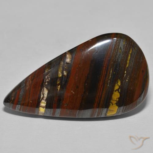 39.26ct Naturel Medium Dark-Brown Oeil de Tigre Matrice, En forme de poire, Opaque