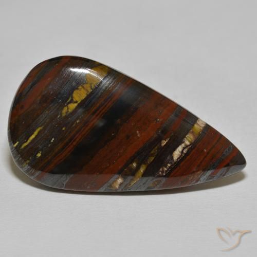 Oeil de Tigre Matrice Medium Dark-Brown naturelle En forme de poire, 39.26 ct, Opaque