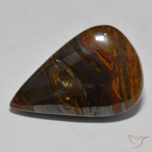27.95ct Naturel Medium Dark-Brown Oeil de Tigre Matrice, En forme de poire, Opaque