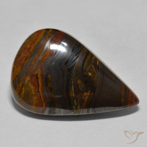 Oeil de Tigre Matrice Medium Dark-Brown naturelle En forme de poire, 27.95 ct, Opaque