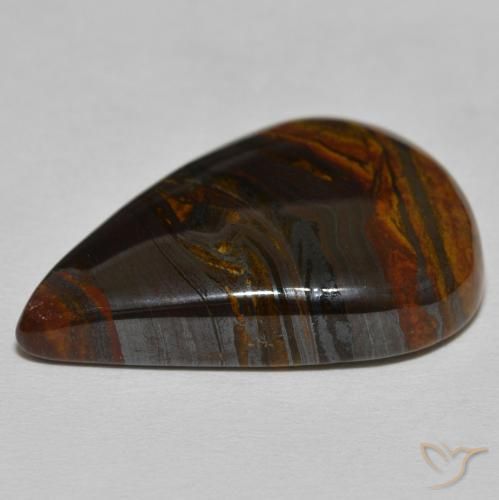 Oeil de Tigre Matrice Medium Dark-Brown naturelle En forme de poire, 27.95 ct, Opaque