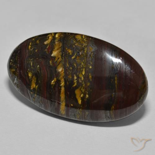 Oeil de Tigre Matrice Medium Dark-Brown naturelle ovale, 50.58 ct, Opaque