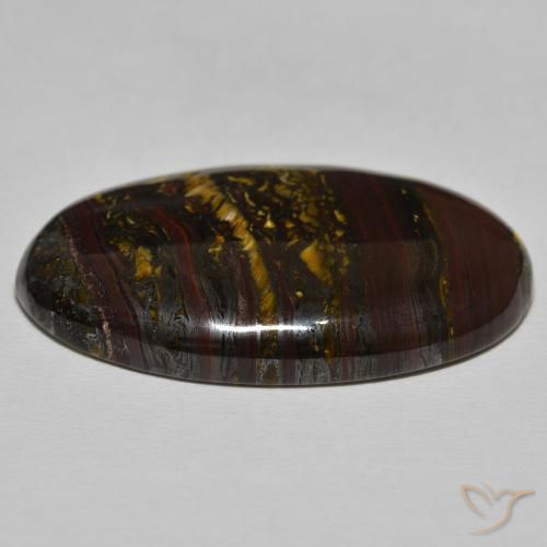 Oeil de Tigre Matrice Medium Dark-Brown naturelle ovale, 50.58 ct, Opaque