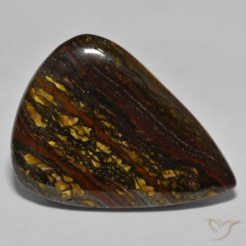 Oeil de Tigre Matrice Brun caryer naturelle En forme de poire, 52.44 ct, Opaque