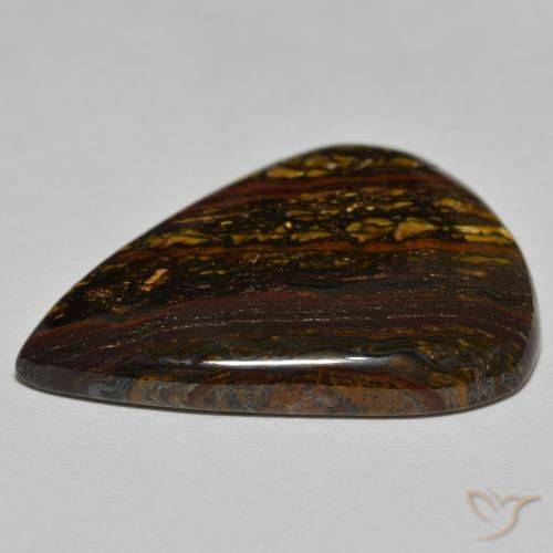 Oeil de Tigre Matrice Brun caryer naturelle En forme de poire, 52.44 ct, Opaque