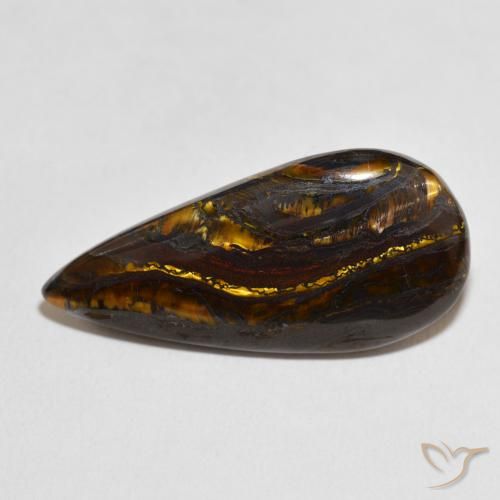 30.70ct Naturel Multicolore Oeil de Tigre Matrice, En forme de poire, Opaque