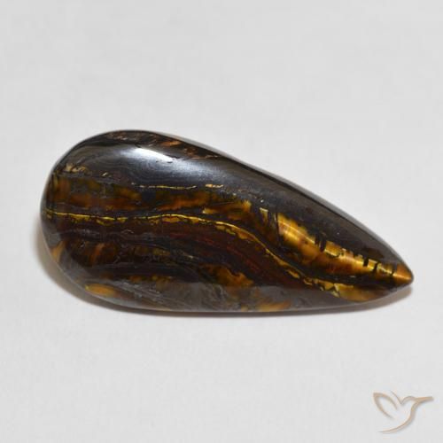 Oeil de Tigre Matrice Multicolore naturelle En forme de poire, 30.70 ct, Opaque