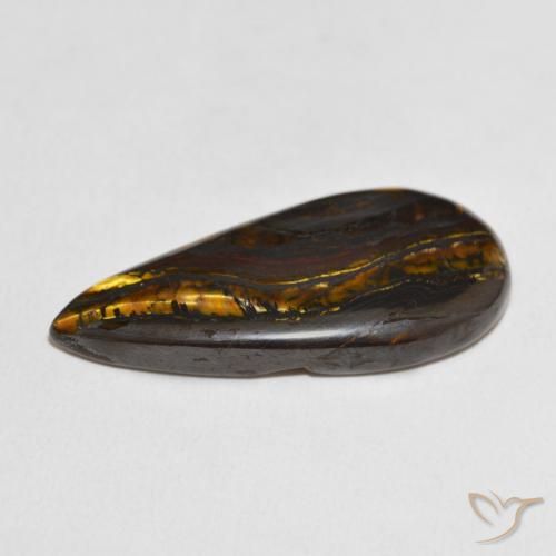 Oeil de Tigre Matrice Multicolore naturelle En forme de poire, 30.70 ct, Opaque
