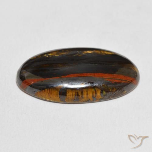 Oeil de Tigre Matrice Multicolore naturelle ovale, 26.37 ct, Opaque