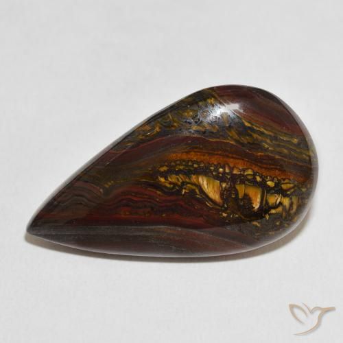 Oeil de Tigre Matrice Multicolore naturelle En forme de poire, 31.68 ct, Opaque