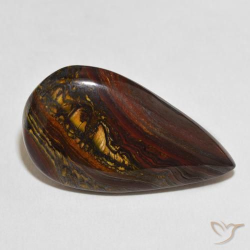Oeil de Tigre Matrice Multicolore naturelle En forme de poire, 31.68 ct, Opaque