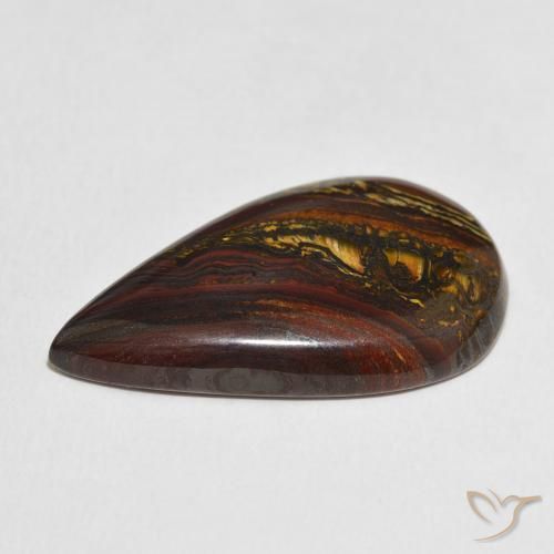 Oeil de Tigre Matrice Multicolore naturelle En forme de poire, 31.68 ct, Opaque