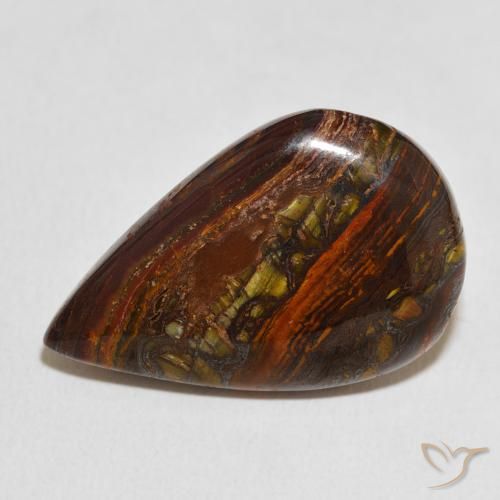 Oeil de Tigre Matrice Multicolore naturelle En forme de poire, 25.27 ct, Opaque