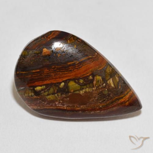 Oeil de Tigre Matrice Multicolore naturelle En forme de poire, 25.27 ct, Opaque