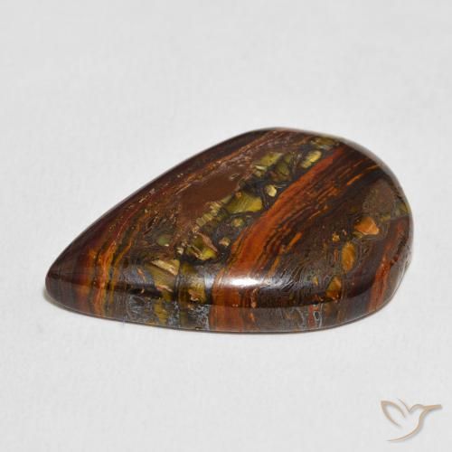 Oeil de Tigre Matrice Multicolore naturelle En forme de poire, 25.27 ct, Opaque