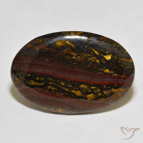 Oeil de Tigre Matrice Multicolore naturelle ovale, 21.99 ct, Opaque