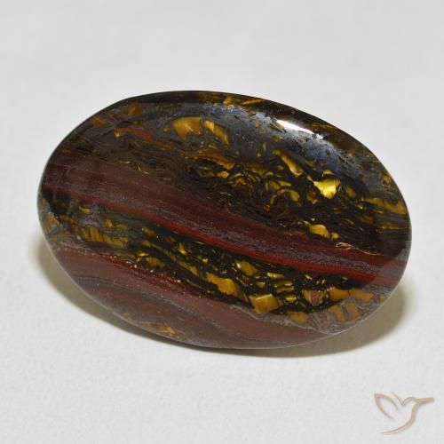 Oeil de Tigre Matrice Multicolore naturelle ovale, 21.99 ct, Opaque