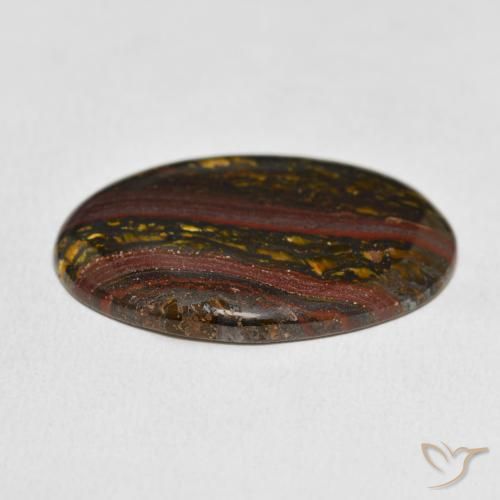 Oeil de Tigre Matrice Multicolore naturelle ovale, 21.99 ct, Opaque