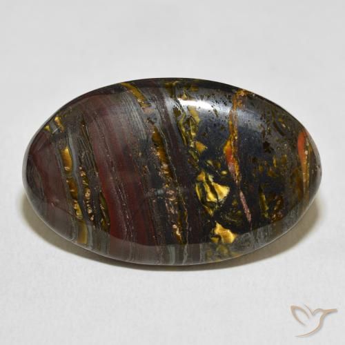Oeil de Tigre Matrice Multicolore naturelle ovale, 37.24 ct, Opaque
