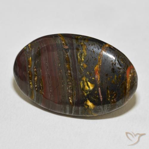 Oeil de Tigre Matrice Multicolore naturelle ovale, 37.24 ct, Opaque