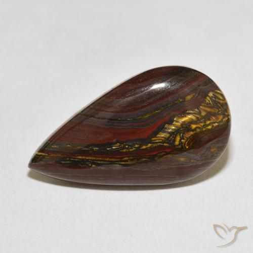 Oeil de Tigre Matrice Multicolore naturelle En forme de poire, 19.41 ct, Opaque