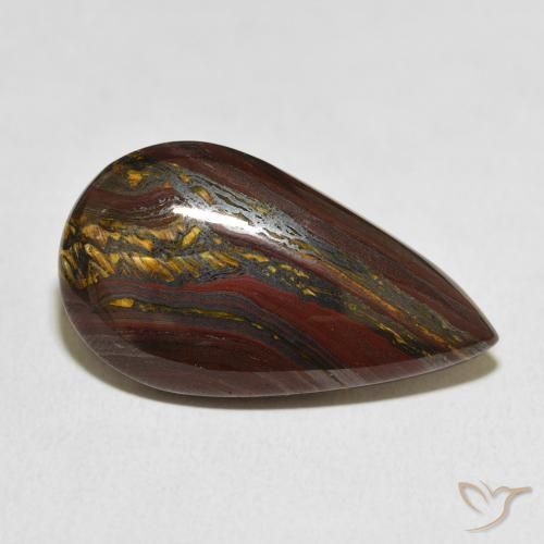 Oeil de Tigre Matrice Multicolore naturelle En forme de poire, 19.41 ct, Opaque