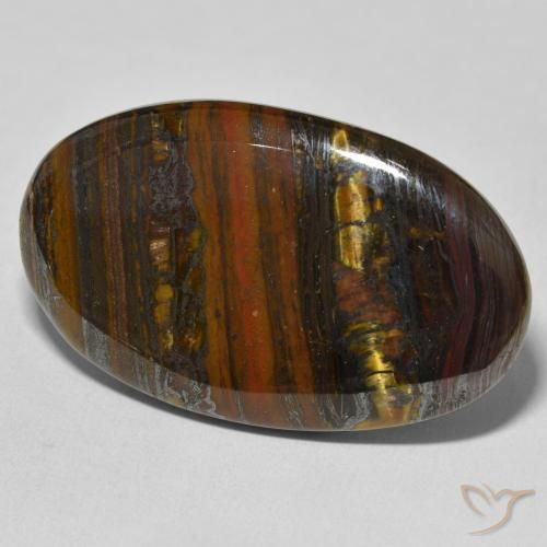 Oeil de Tigre Matrice Multicolore naturelle ovale, 55.91 ct, Opaque
