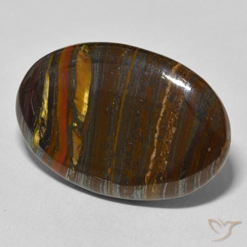 Oeil de Tigre Matrice Multicolore naturelle ovale, 39.40 ct, Opaque