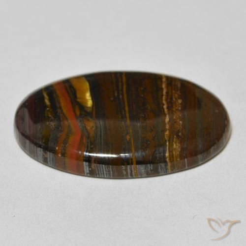 Oeil de Tigre Matrice Multicolore naturelle ovale, 39.40 ct, Opaque
