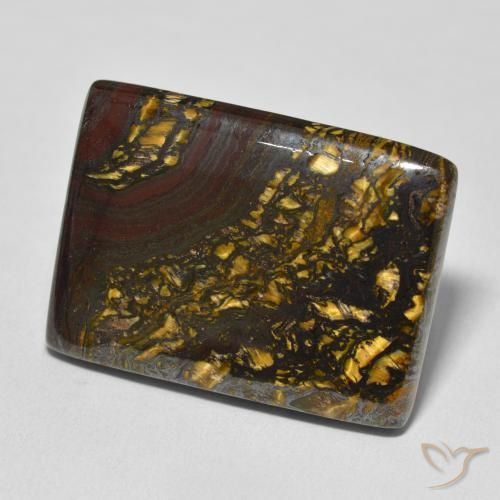 Oeil de Tigre Matrice Multicolore naturelle Carré, 46.40 ct, Opaque