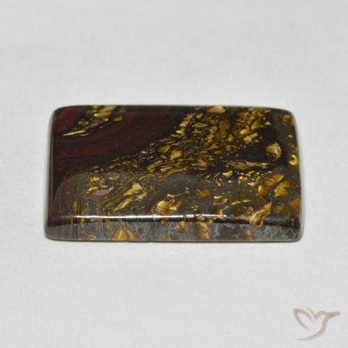 Oeil de Tigre Matrice Multicolore naturelle Carré, 46.40 ct, Opaque