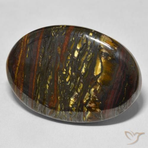 Oeil de Tigre Matrice Multicolore naturelle ovale, 40.26 ct, Opaque