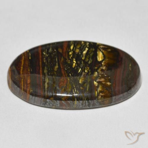 Oeil de Tigre Matrice Multicolore naturelle ovale, 40.26 ct, Opaque