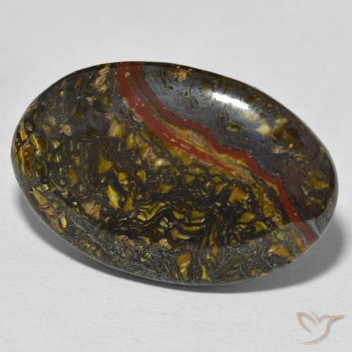 Oeil de Tigre Matrice Multicolore naturelle ovale, 37.87 ct, Opaque