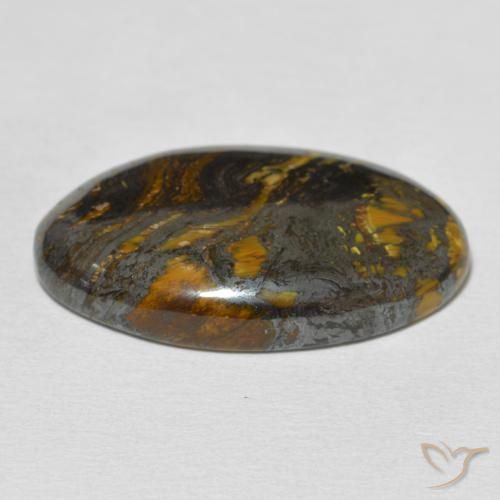 Oeil de Tigre Matrice Multicolore naturelle ovale, 28.53 ct, Opaque