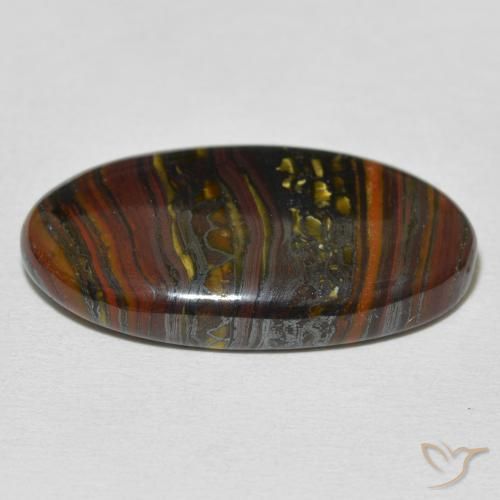 Oeil de Tigre Matrice Multicolore naturelle ovale, 31.84 ct, Opaque