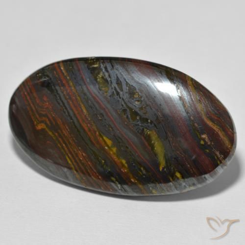 Oeil de Tigre Matrice Multicolore naturelle ovale, 67.95 ct, Opaque