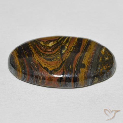 Oeil de Tigre Matrice Multicolore naturelle ovale, 29.95 ct, Opaque