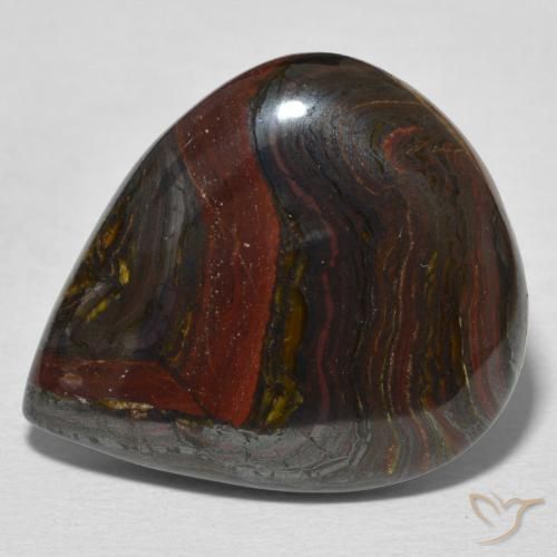 Oeil de Tigre Matrice Multicolore naturelle En forme de poire, 21.77 ct, Opaque