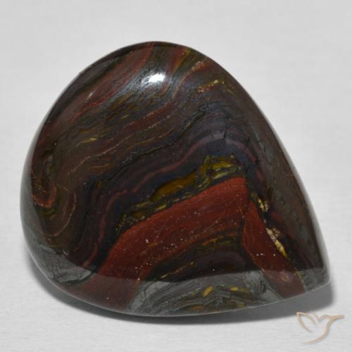 Oeil de Tigre Matrice Multicolore naturelle En forme de poire, 21.77 ct, Opaque