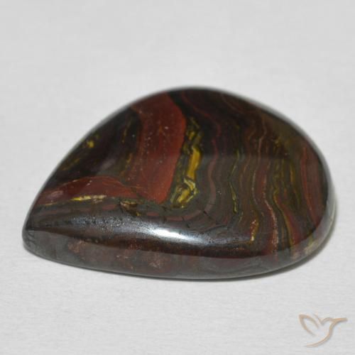 Oeil de Tigre Matrice Multicolore naturelle En forme de poire, 21.77 ct, Opaque