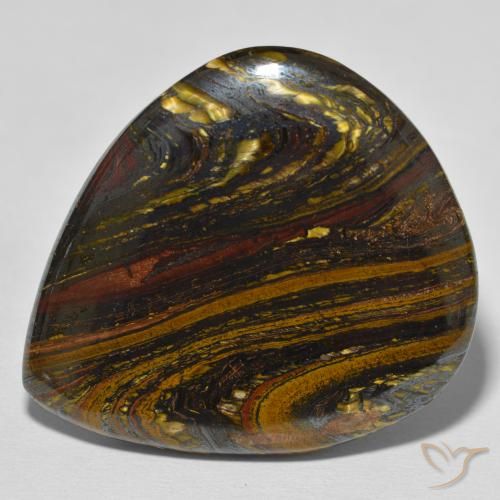 Oeil de Tigre Matrice Multicolore naturelle En forme de poire, 70.11 ct, Opaque