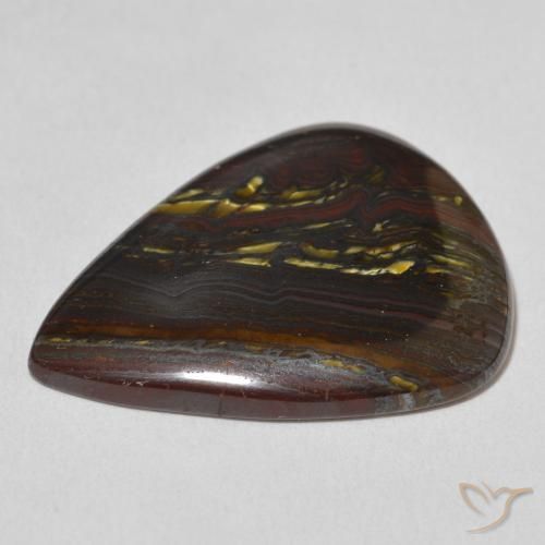 Oeil de Tigre Matrice Multicolore naturelle En forme de poire, 22.93 ct, Opaque