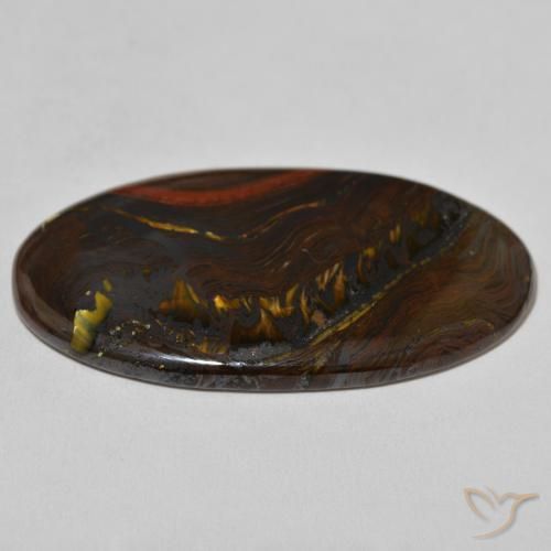 Oeil de Tigre Matrice Multicolore naturelle ovale, 62.71 ct, Opaque
