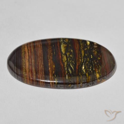 Oeil de Tigre Matrice Multicolore naturelle ovale, 50.94 ct, Opaque