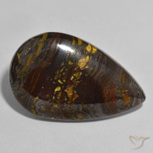 Oeil de Tigre Matrice Multicolore naturelle En forme de poire, 46.57 ct, Opaque