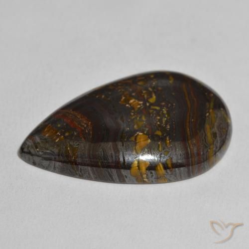 Oeil de Tigre Matrice Multicolore naturelle En forme de poire, 46.57 ct, Opaque
