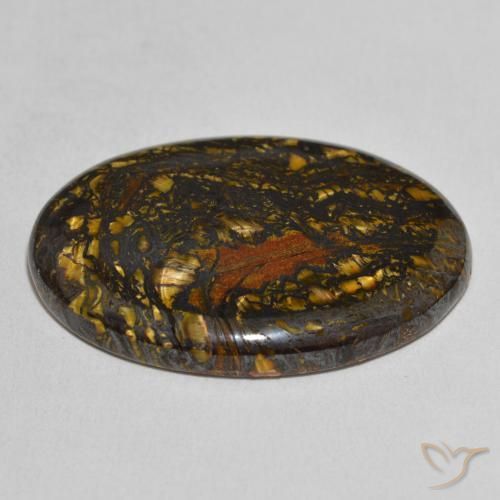 Oeil de Tigre Matrice Multicolore naturelle ovale, 45.55 ct, Opaque