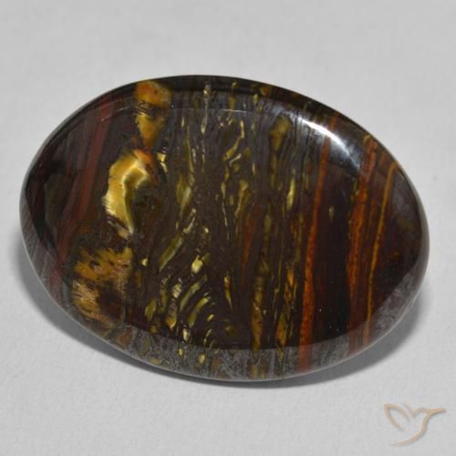 Oeil de Tigre Matrice Multicolore naturelle ovale, 29.37 ct, Opaque